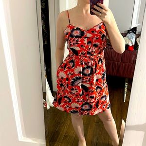 Red/orange flowy j crew dress